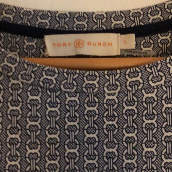 Tory Burch Navy & White Long Sleeve Dress - Picture 2 of 4